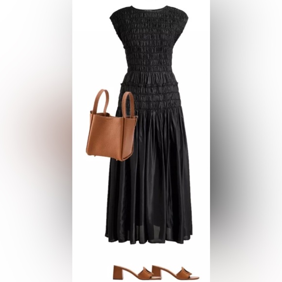J.Crew Maude Smock Dress in drapey viscose twill black - Picture 7 of 11